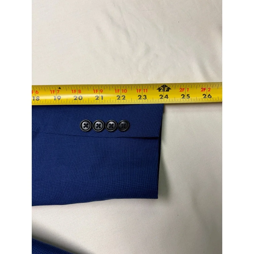 Bonobos Mens Jetsetter Slim Fit 2-pc Suit Blue Micro Houndstooth Wool 36R 32x31